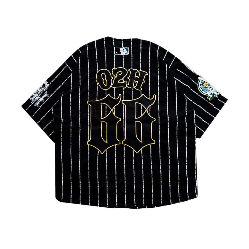 O2H Hostel Embroidery Baseball Jersey Black